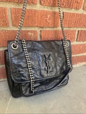 YSL Niki Crinkled Leather 2 Way